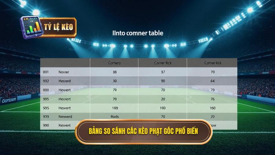 Bảng so sánh đặc điểm các loại kèo phạt góc phổ biến
